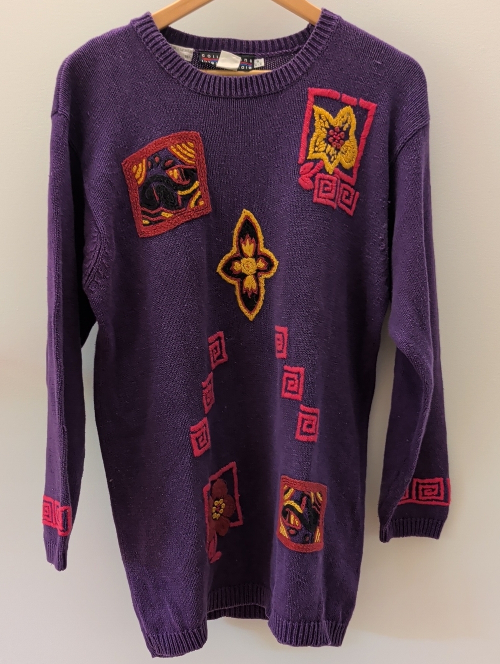 Vintage Purple Hand Embroidered Women’s Sweater Size S